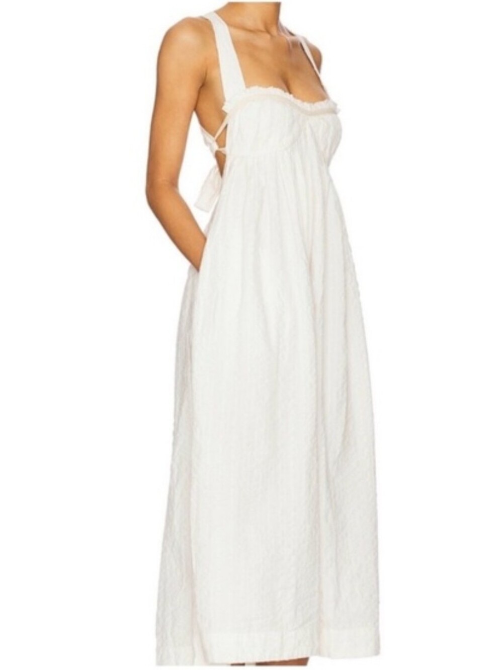 Free People Free-Est Coconut Milk Ivory Poppy Midi Dress XS NWT Whimsygoth Boho - Picture 16 of 16